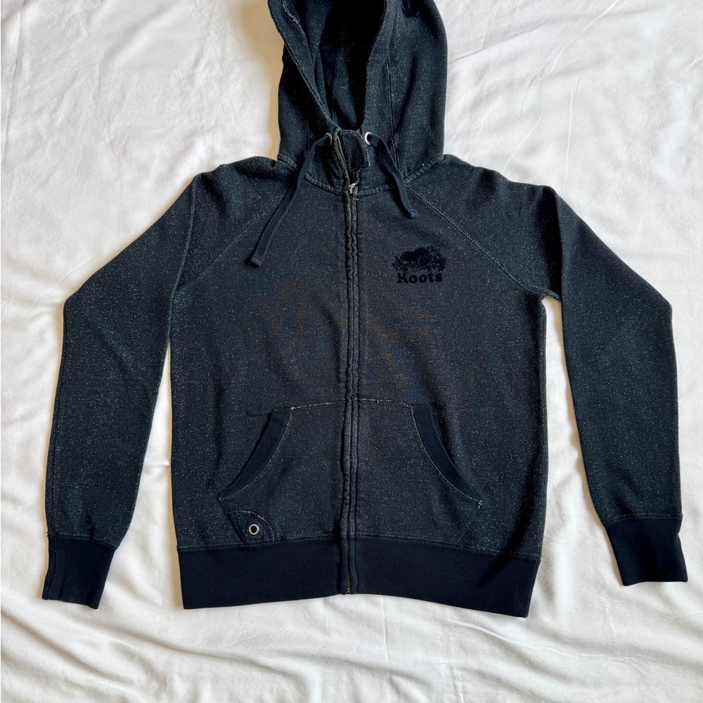 Roots Original Iconic Zip Hoodie - Black Speckled